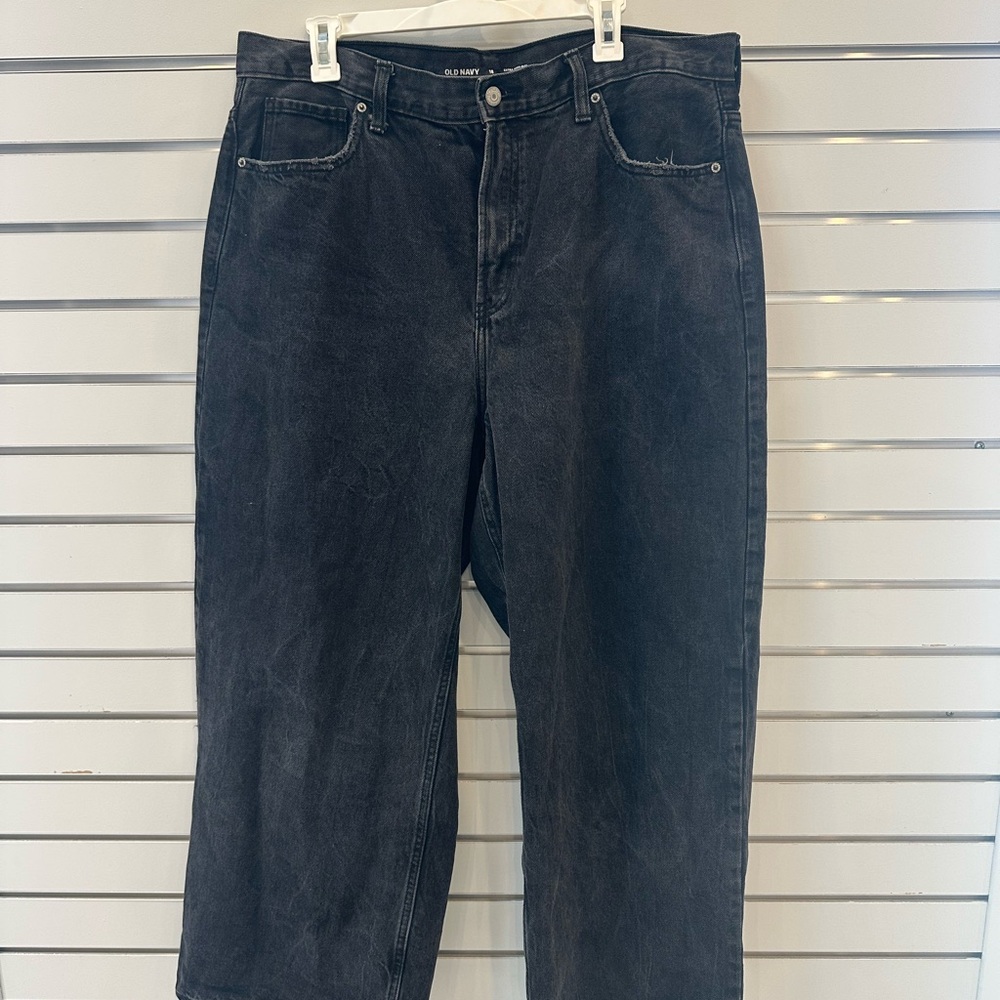 High Waisted Wide Leg Black Denim